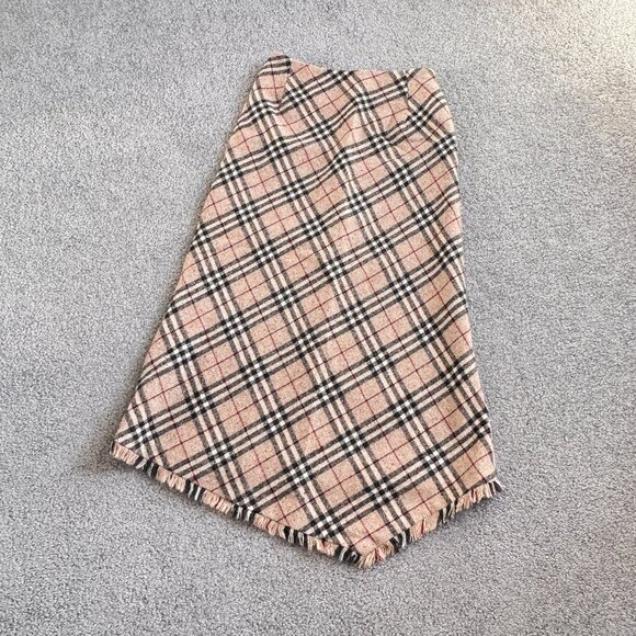 Burberry Dresses & Skirts - Burberry London A-Line Asymmetrical Wool Plaid Skirt Vintage Sz 36 or SMALL